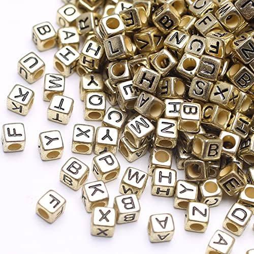 HERZWILD Perles Lettres Dorées A-Z Pour Bijoux Et Loisirs Créatifs - Noir Argenté