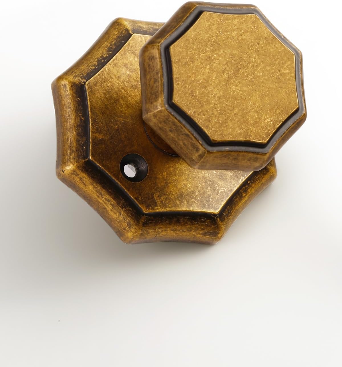 2 Pack Antique Brass Passage Door Knobs Aged Brass Octagonal Interior Closet Hallway Interior Vintage Door Knob