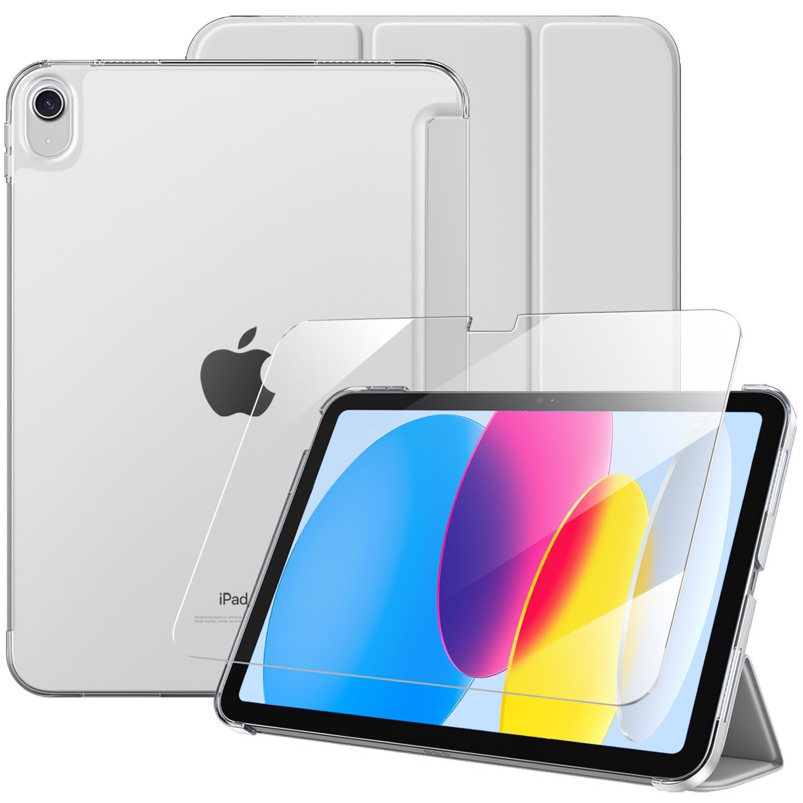 Case with Screen Protector for iPad A16 11th 10th Generation (2025/2022, 11/10.9 Inch), Slim Hard Translucent Back Full Protective Smart Cover for iPad 11, Auto Sleep/Wake, Sea Blue — view 10