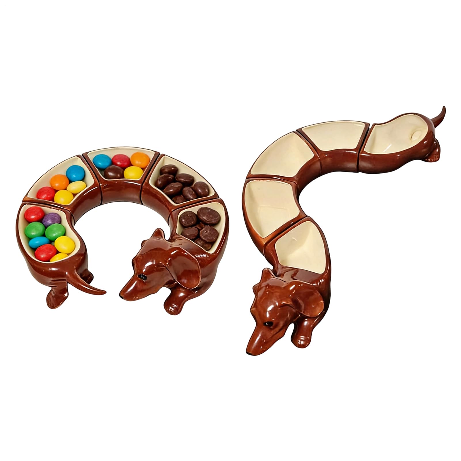 Divided Serving Tray - Dachshund Dinner Sets, Retro Dachshund Design 5 Section Storage Dish, Compartment Tray Set | For Home Kitchen Cooking Eating Dinners Tabletop Restaurant Food Nuts