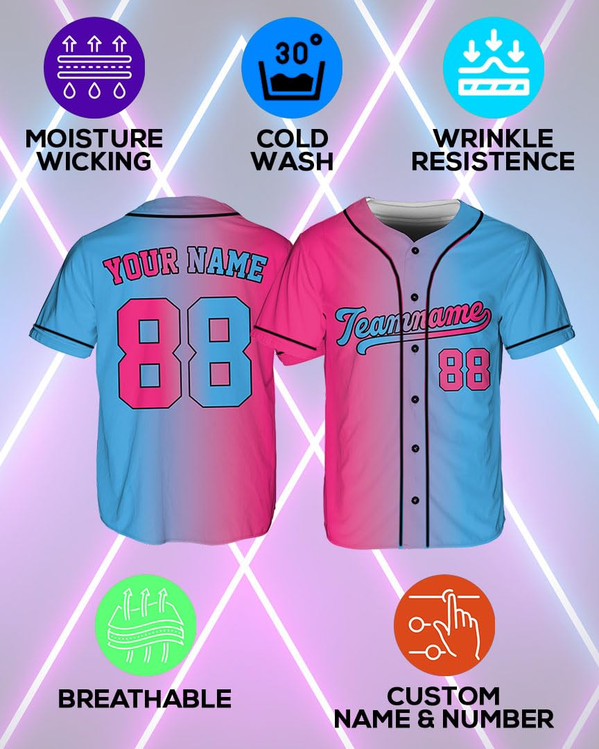 Custom Baseball Jerseys - Personalized Softball Shirts for Men, Women, Boys, and Girls - Customized Team Uniforms for Sports Fans, Teams, Events, Gifts - Add Your Name, Number, Logo