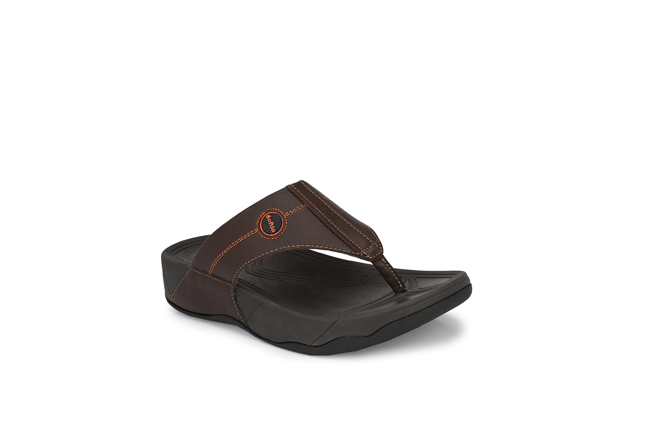 SOFTIO Men Leather Slippers Open Toe|Indoor|Outdoor | Casual and Beach Wear Slipper (Brown-10) (B09Z7XVRND) Amazon Price History, Amazon Price Tracker