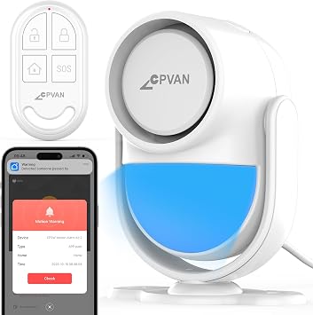 CPVAN Home Alarm System, 2.4G WiFi PIR Motion Sensor Alarm, Wireless DIY Smart Door/Window Alarm for Home Security with Phone APP Alert, White