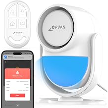 CPVAN WiFi Motion Sensor Alarm, 125dB Smart PIR Detector with Phone App Alerts, Wireless Indoor Home Security Alarm Host with Remote, 2.4GHz WiFi, White