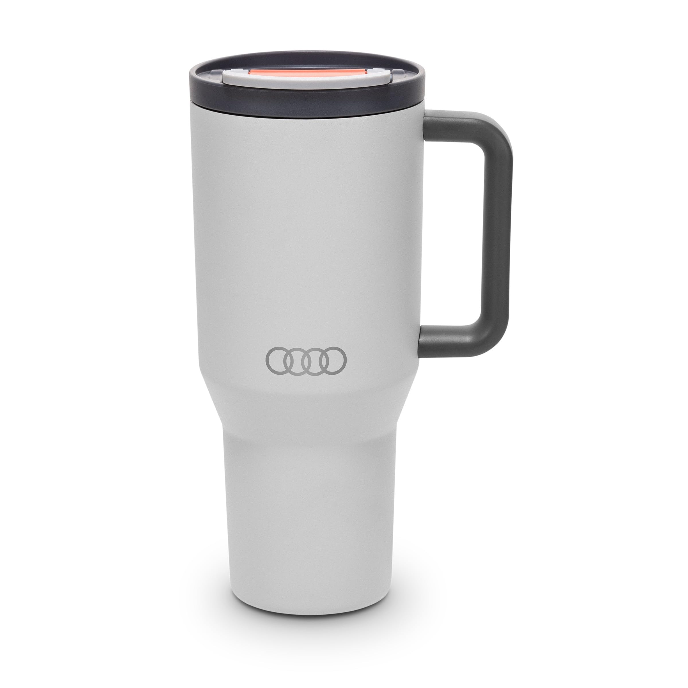Audi - Tazza termica con cannuccia, grigio chiaro