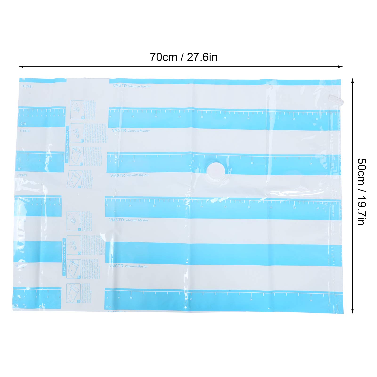 Bolsas de almacenamiento al vacío de viaje reutilizables |Entrada de 3,5 cm para bomba de succión |Ahorro de espacio para ropa/edredones/mantas/almohadas |Sellos de cremallera (70 * 50CM)