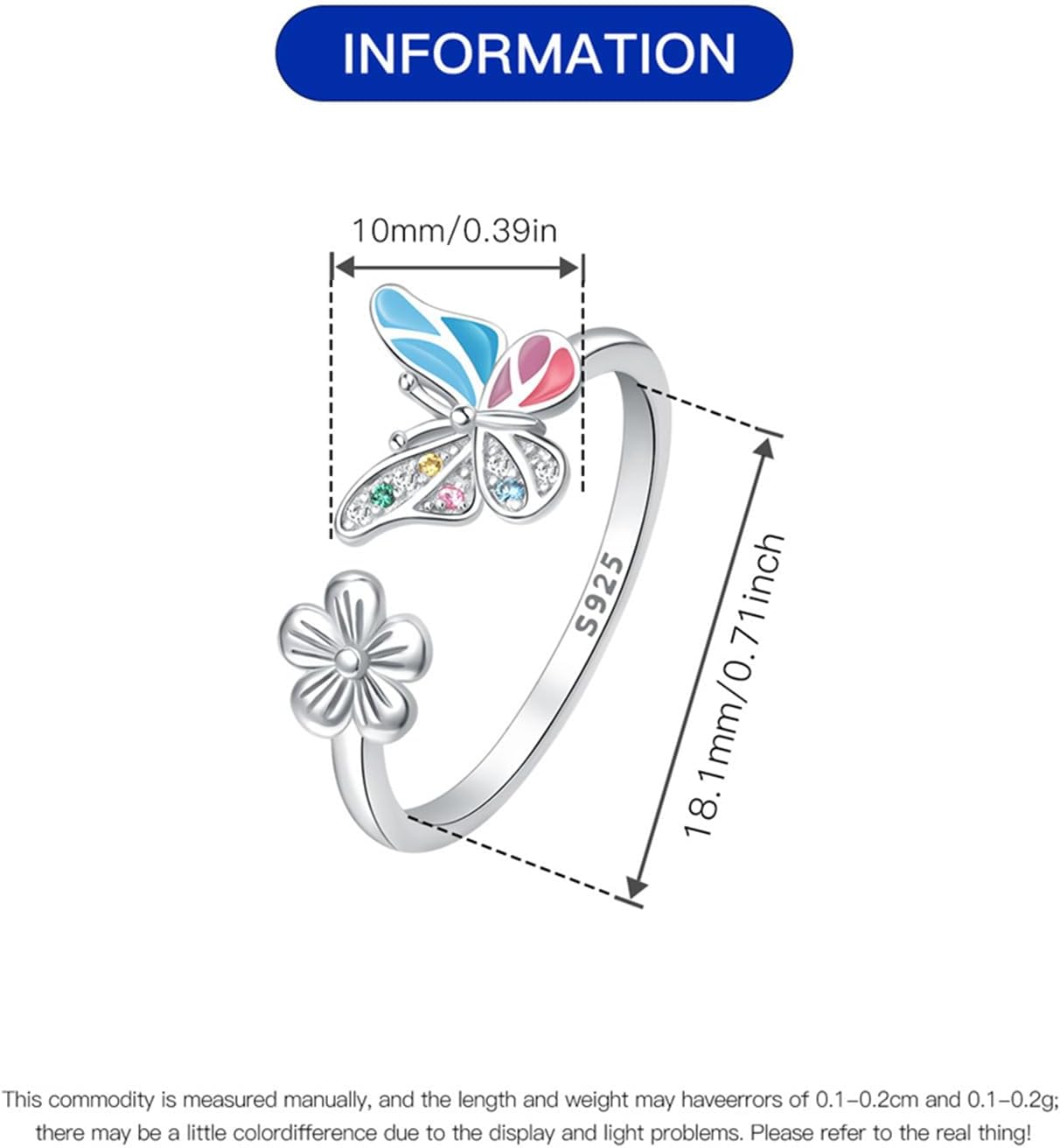 CYCUFF 925 Sterling Silver Ring for Women, Open Twist Adjustable Ring Stacking Ring Gift for Women - Image 3