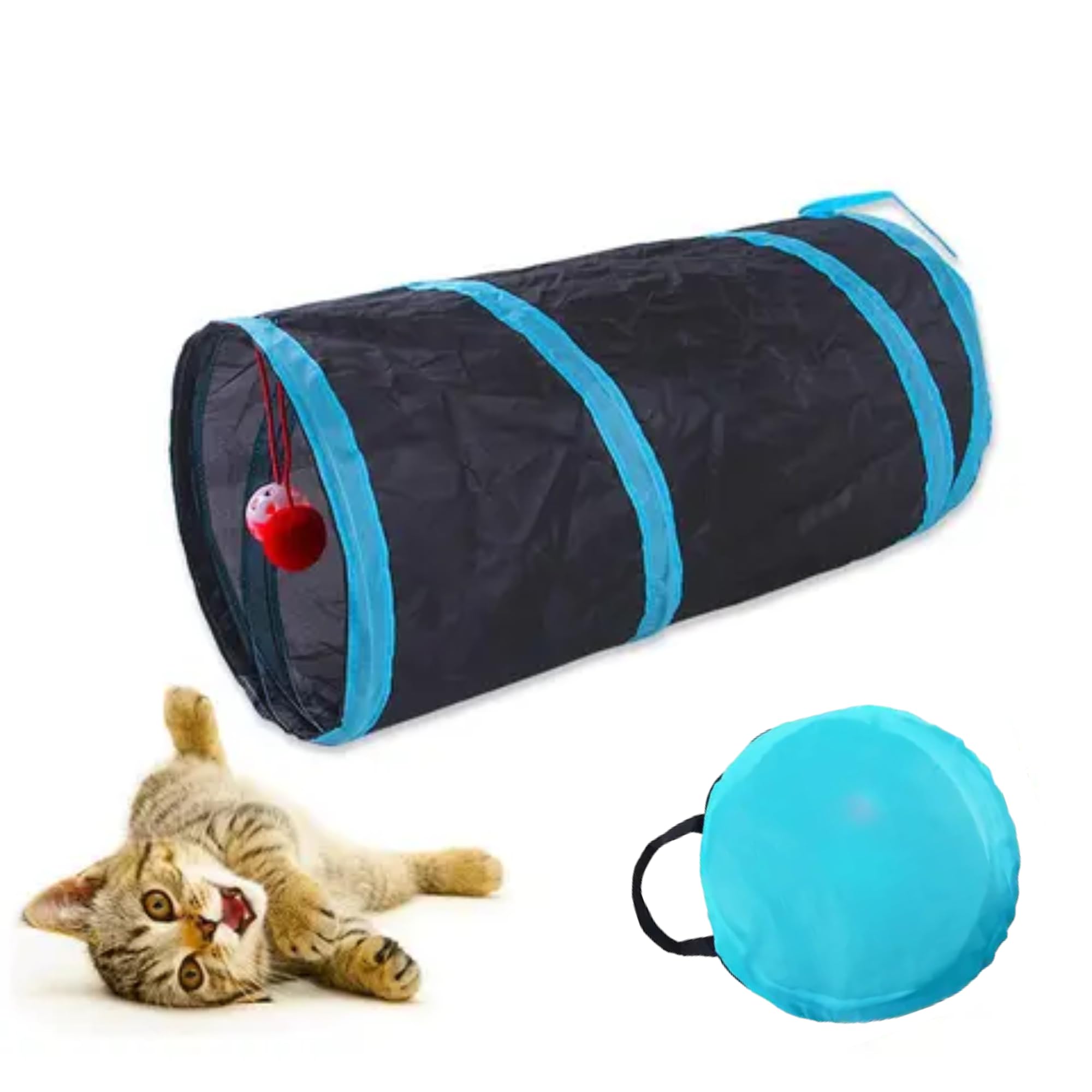 BRKT Cat Tunnel Tube | Interactive Cat Toys,Foldable Rabbit Tunnel | with Play Ball S-Shape Multi Way Collapsible Interactive Pet Tube Toys, Perfect For Puppy Kitty Kitten Rabbit (Black 2 channel)