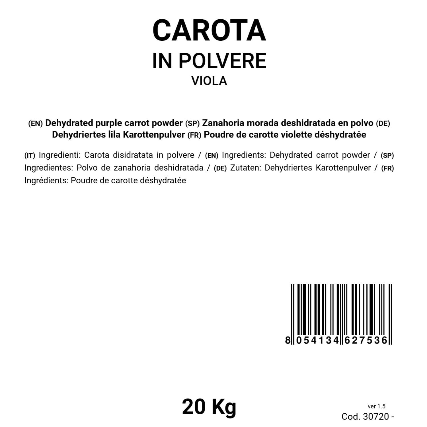 BONGIOVANNI FARINE E BONTA' NATURALI Carota viola disidratata in polvere 20Kg