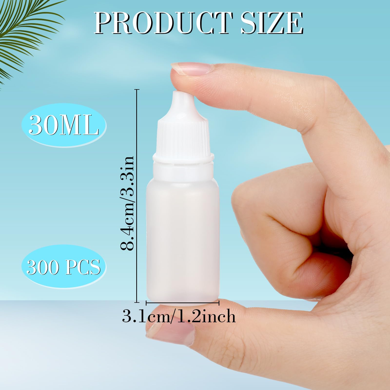 TrelaCo 300 botellas cuentagotas de plástico a granel exprimibles con tapas para líquidos, aceites, esencia de pintura (30 ml)