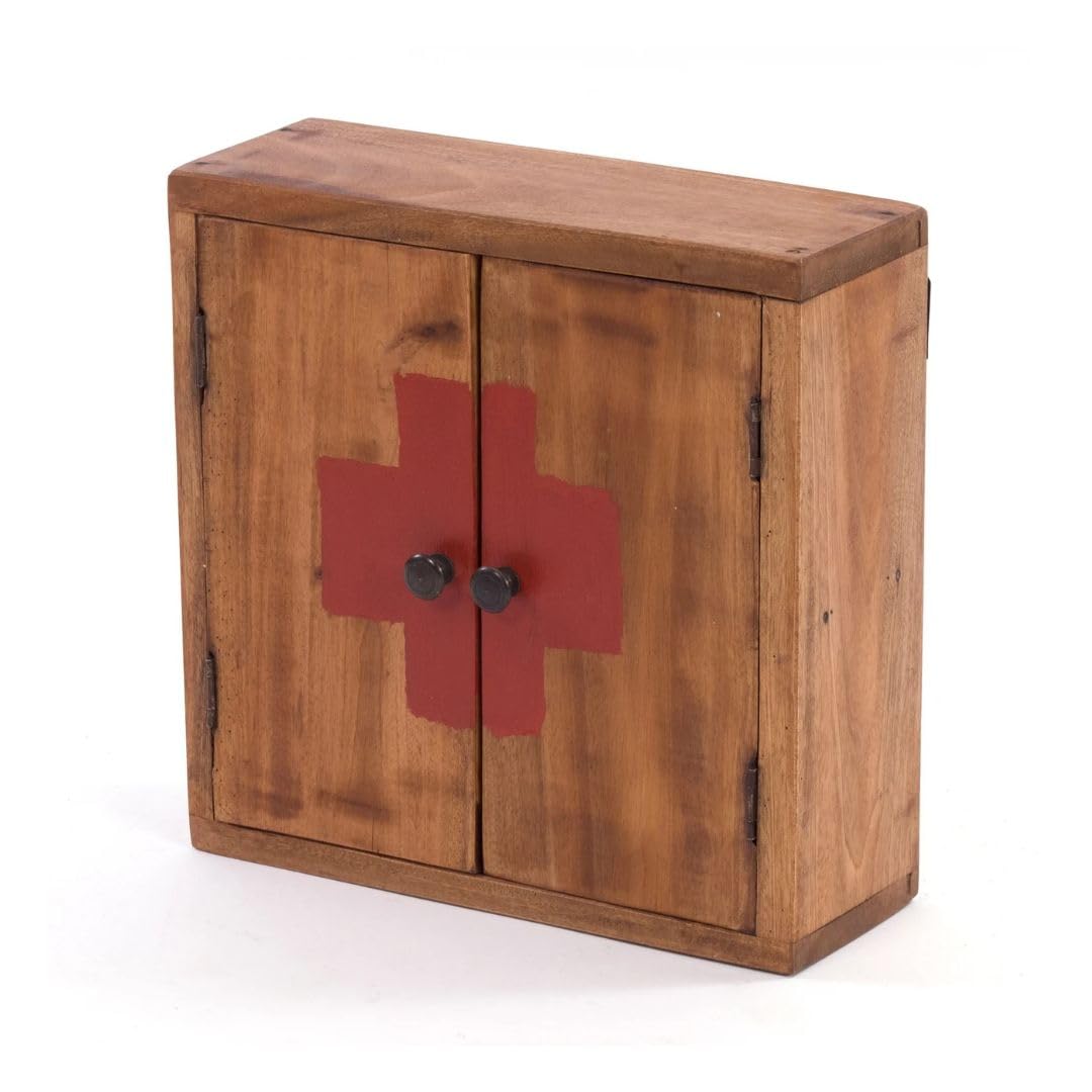 MEDIZINSCHRANK Medic 35 | 35x35x13cm (HxBxT), Mahagoni | Wandschrank im Shabby Chick Design, Arzneischrank, Erste Hilfe Schrank aus Holz | Farbe: 08 honigfarben gewachst