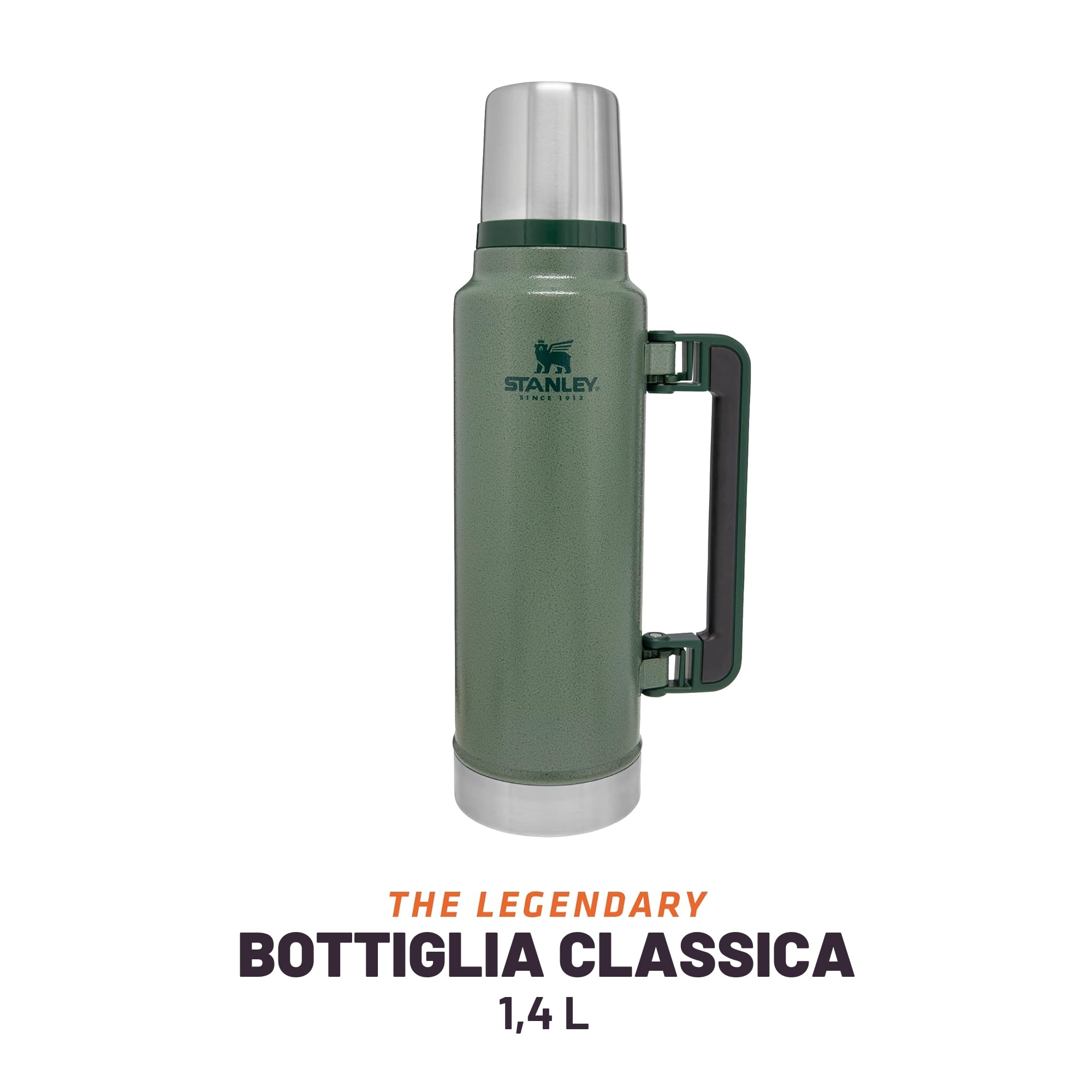 Stanley Classic Legendary Thermos 1.4L - Mantiene La Temperatura 40 Ore (Caldo/Freddo) - Borraccia Termica - Senza BPA - Acciaio Inox - Termos - Hammertone Green | Mantiene il caldo o il freddo per 40 ore, a prova di perdite, lavabile in lavastoviglie, bo