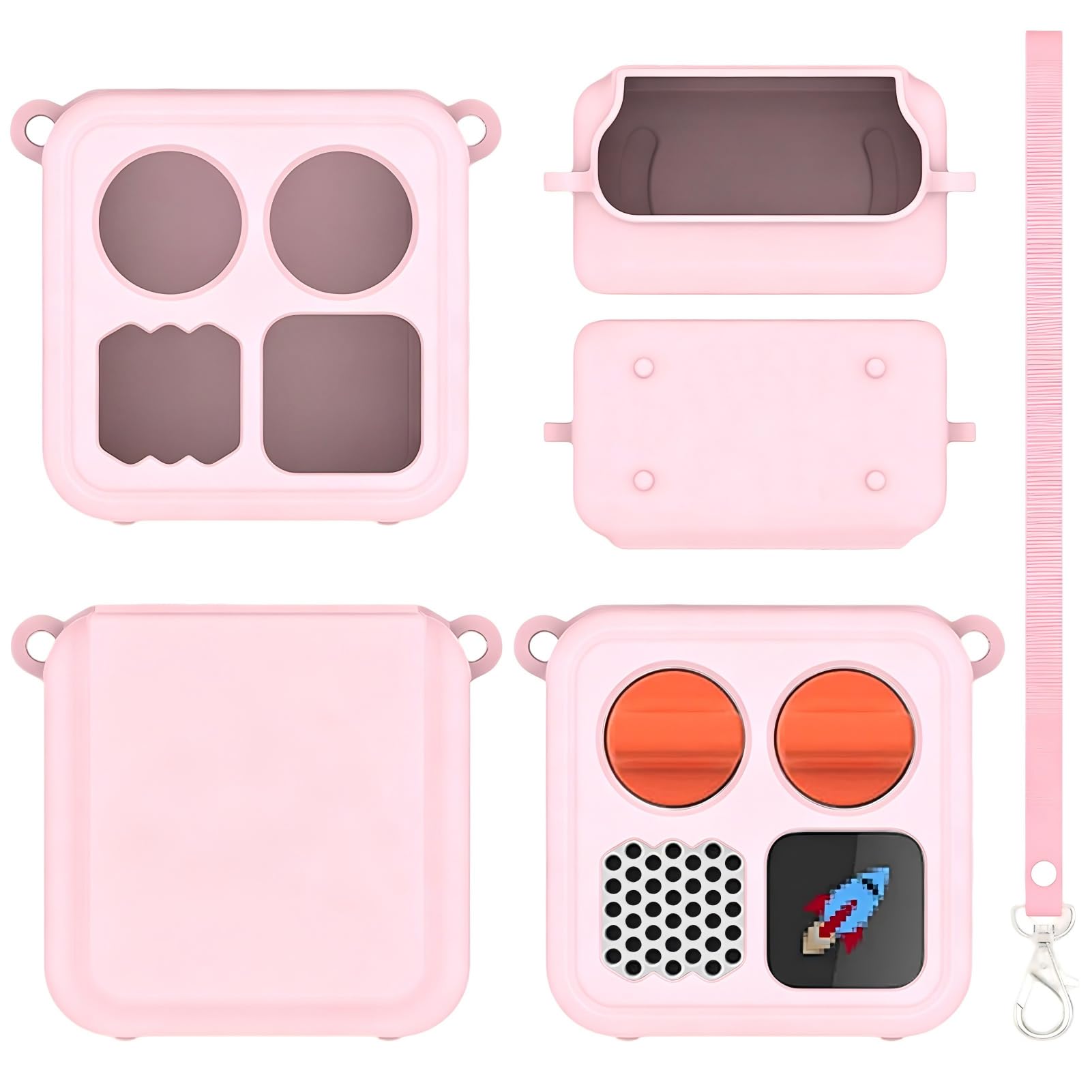 Pink Silicone Case Cover for Mini2024, Cover with Shoulder Strap