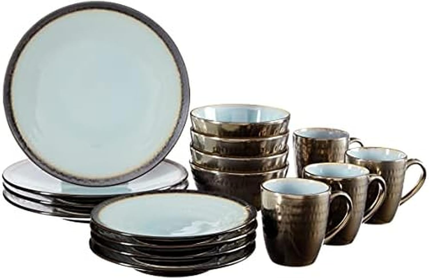 Gourmet Basics by Mikasa 5203746 Anastasia Dinnerware Set (Service For 4), Blue
