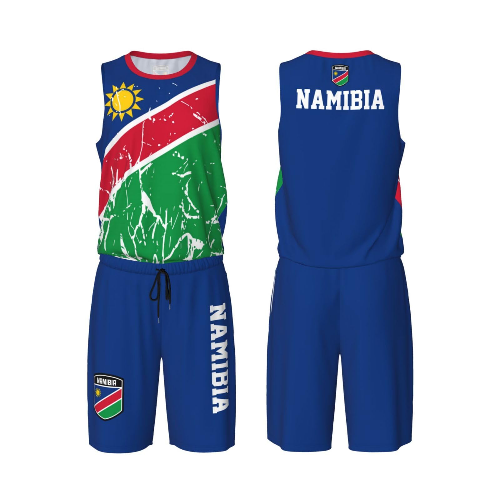 Namibia Flag Grain (1) Basketball Jersey Uniform Suit for Men Women Adults Training Athletic Set