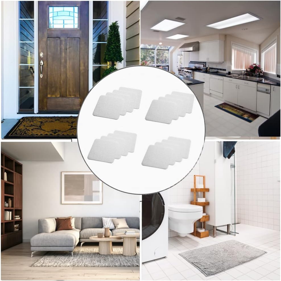 Square White Non-Slip Rug Grippers for Hard Floors