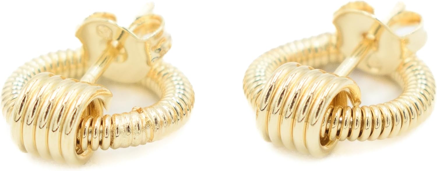 Gold Tone Hoop Earrings for Women, 18k Yellow Gold Filled (12mm Knot Hoop) - Image 3