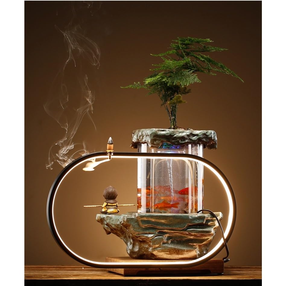 Fuente De Interior Fuente de sobremesa Estilo Chino con circulación de Agua, Adornos Decorativos, Sala de té, Sala de Estar, Empresa, Oficina, Fuente de Escritorio Fuente De Sobremesa