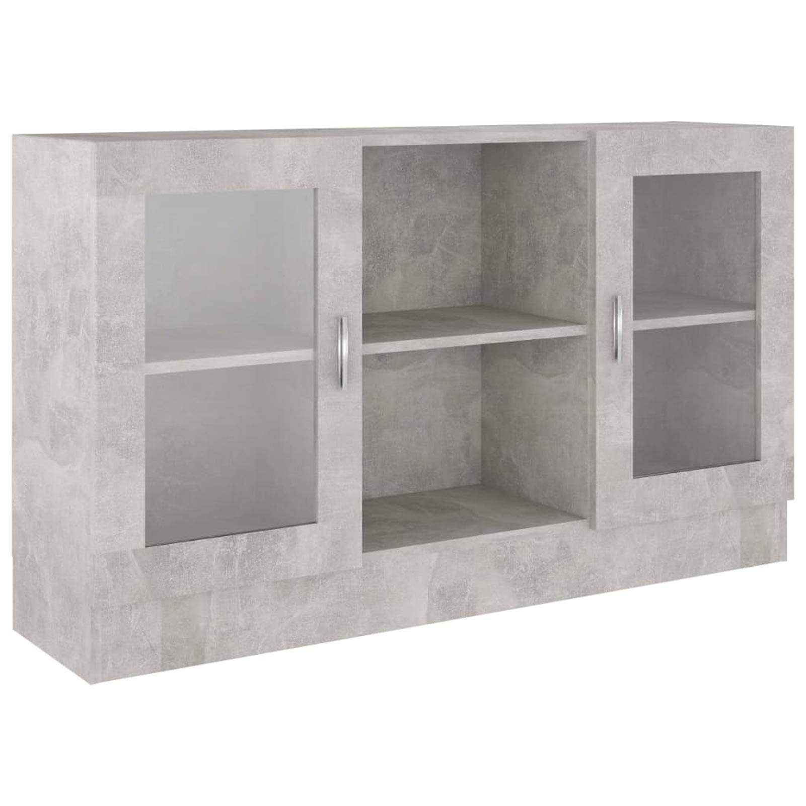 Armadietto Vetrina, Mobile Soggiorno con 2 Ante e 2 Scomparti, 120 x 30,5 x 70 cm, in Legno Multistrato, Grigio Cemento, per Salotto, Camera da Letto e Studio