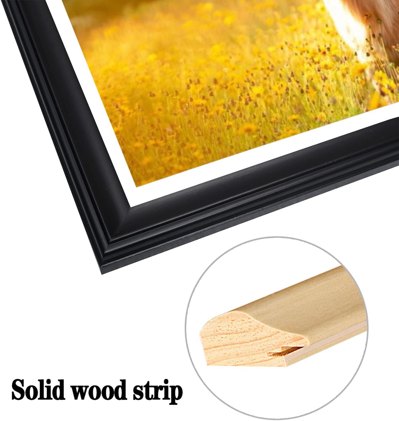LTYHHK 12x23 Panoramic Picture Frames Solid Wood 11x22 Newspaper Frame ,Displays Picture11x22 with Mat or 12x23 Inch without Mat, Poster Frame 12x23 Photo Frames Family Wall 11x22 Picture Frame Black