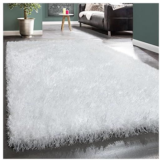 Alfombra Pelo Largo Salon Shaggy Moderna Lisa Suave Blanco, tamaño:240x340 cm