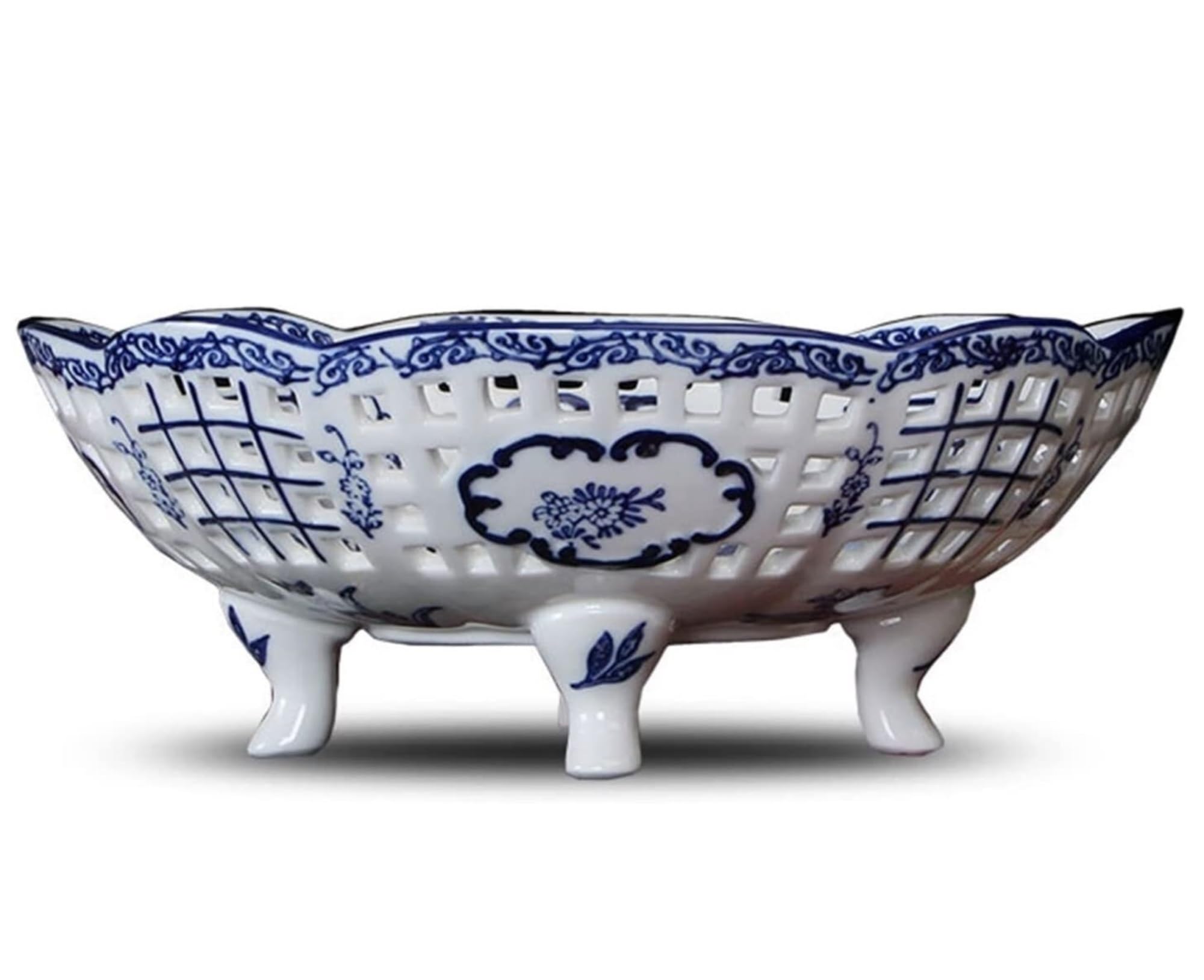 IROEJT Fruit Bowls New Chinese Retro Fruit Plate Round Ceramic Fruit Bowl Candy Home Living Room Restaurant Desktop Decor Candy Bowl Vegetable
