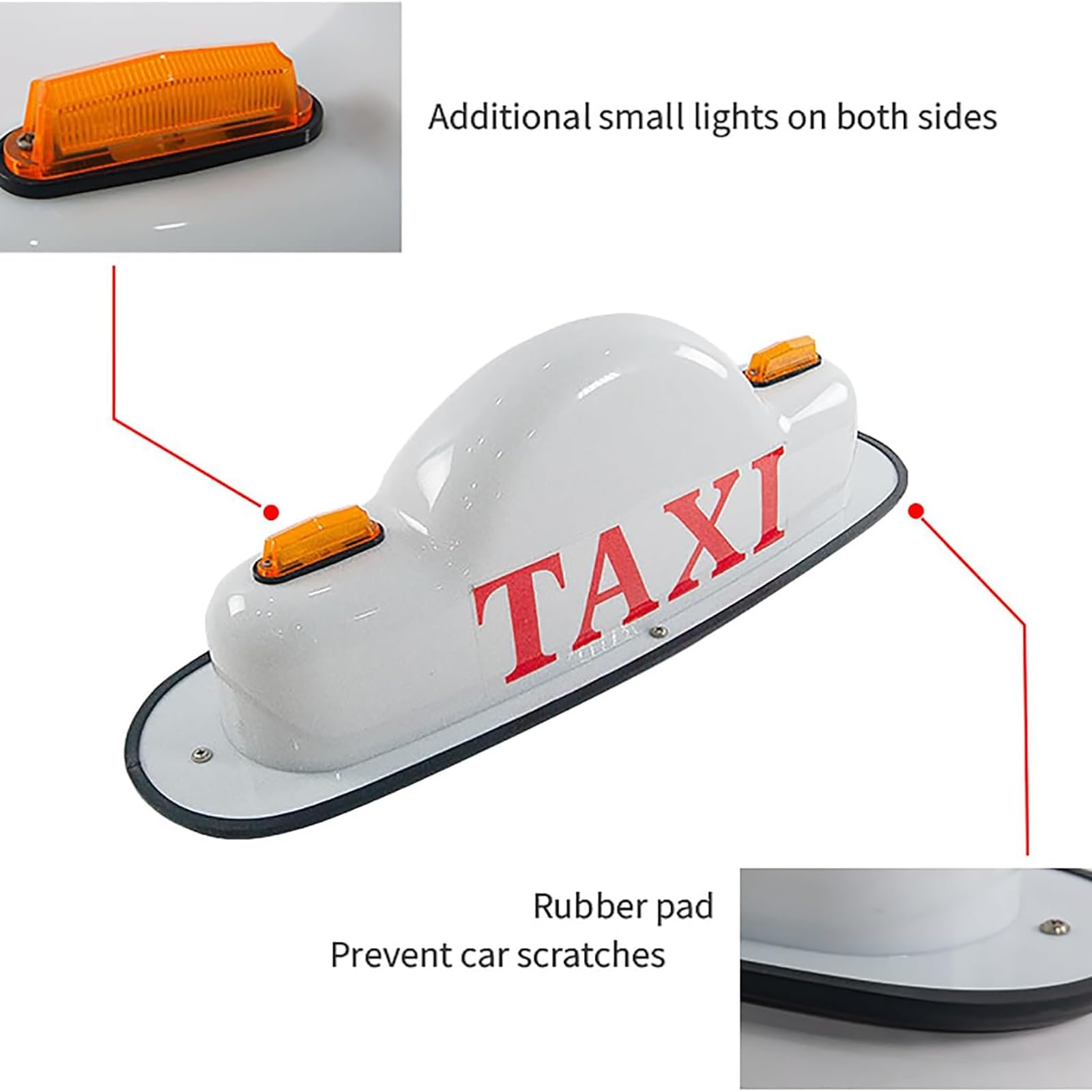 Znak LED Taxi, Wodoodporny Podświetlany Znak na Dach Taksówki, Mocny Magnes Stały/Zapobiegający Zarysowaniom Samochodu, Żarówki Taksówkowe Do Wszystkich Pojazdów