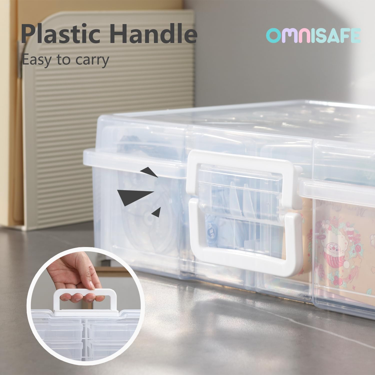 OMNISAFE Photo Storage Box With 16 Inner Cases – Acid-Free Craft Organizer For Pictures, Scrapbooking, & Small Items - View #3