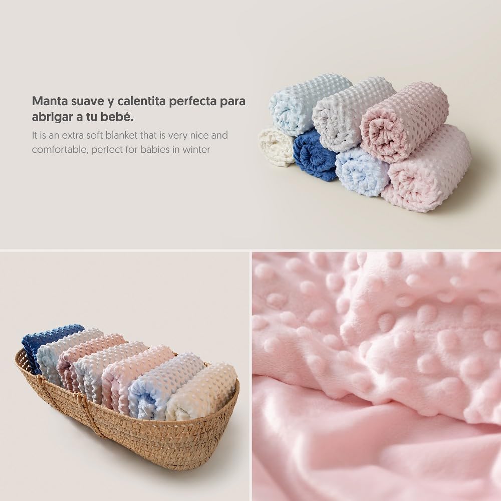 Interbaby Copertina + Doudou Neonato | Copertina Neonato Cotone 80x110cm a Bolle + Peluche Orsetto 28x17cm | Regalo Nascita Neonato Maschio e Femmina in Confezione Regalo (Rosa)