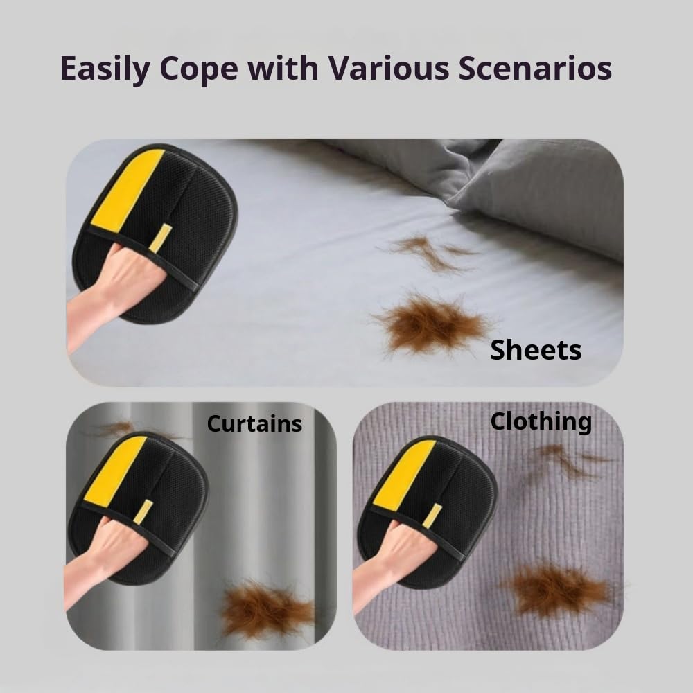 Cat Hair Remover Furniture,Electrostatic Pure Path Pet Dog Hair Remover Glove for Dogs Cats,Reusable & Washable Yomi Pet Hair Removal Gloves for Furniture Clothes, Couch, Carpet, Car Seat, Bed - image 6