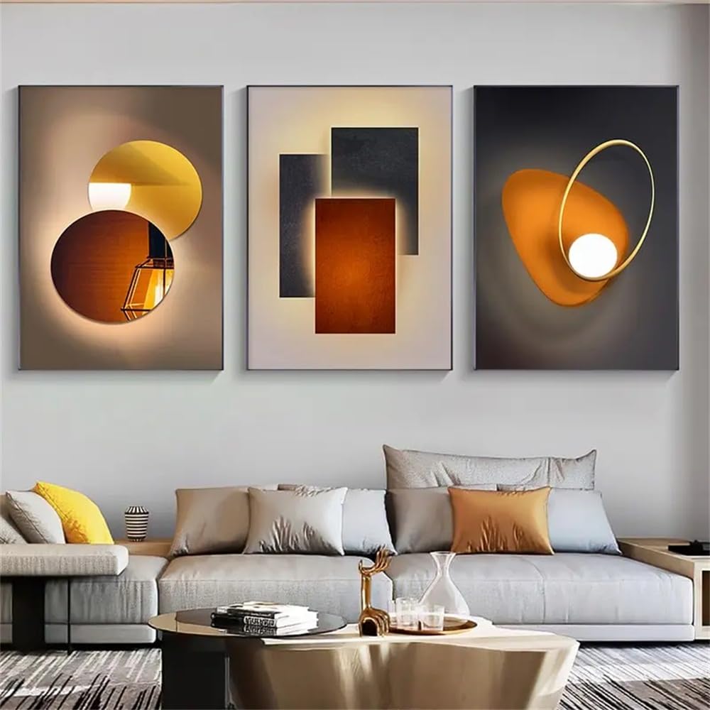 WUHBCZ Wall Posters-Abstract Geometry Painting Orange Poster and Print Modern Wall Art Picture Artwork for Living Kitchen Office Room Home Decoration-40 * 50cm/3PCS (No Frame)