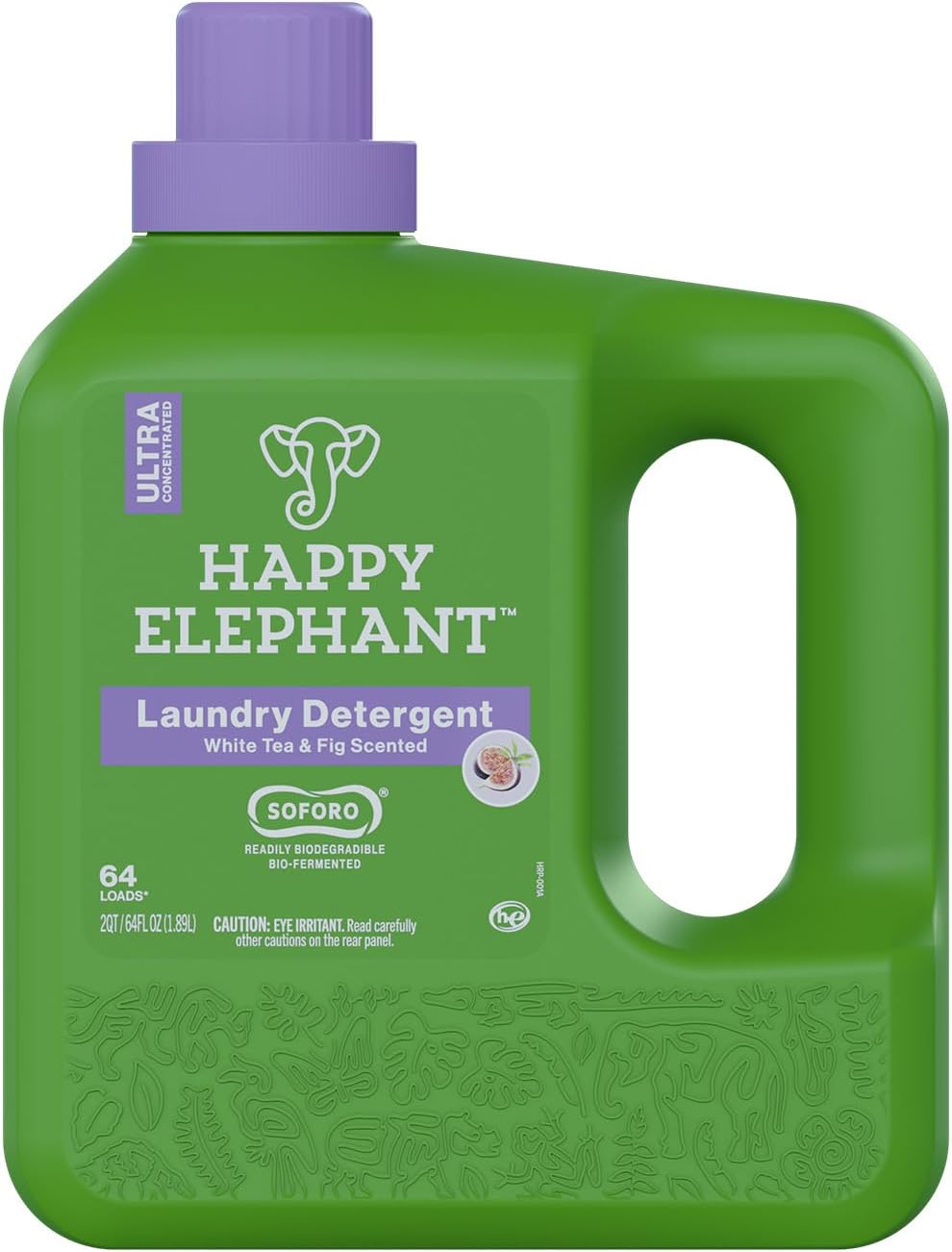 Happy Elephant Laundry Detergent, White Tea & Fig Scent, 64 Loads, 64 Fl Oz