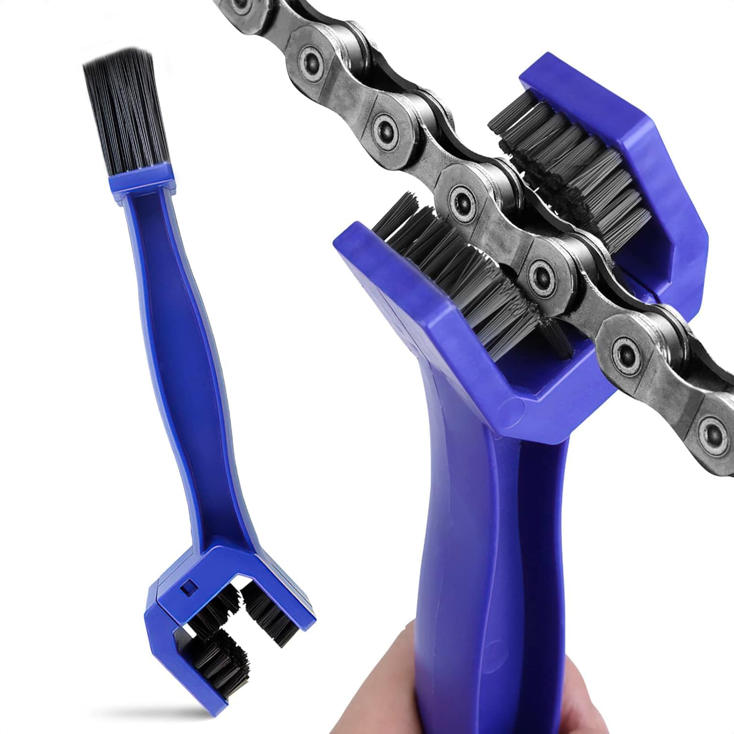 Pivalo Motorcycle & Bike Chain-Cleaning Tool Durable with Multi- Purpose Cycling Chain Cleaner Brush for All Type Chain-Gears (Blue)
