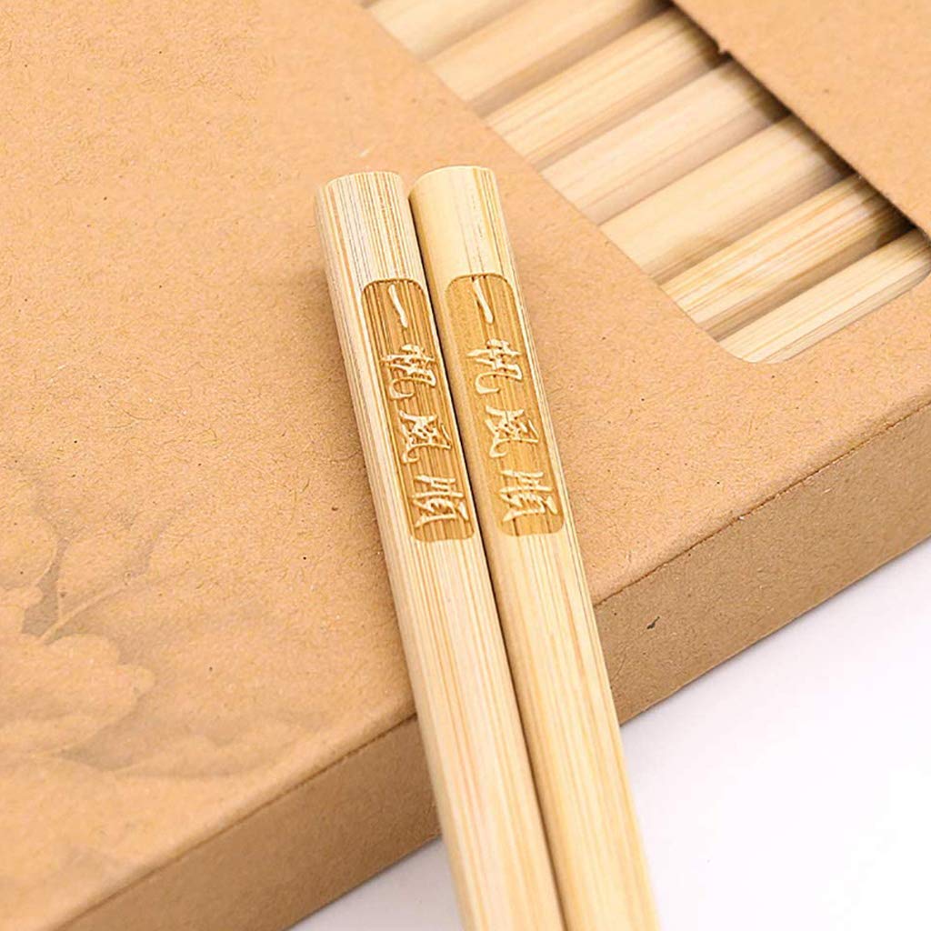 Coffret Cadeau de Baguettes en Bois de Bambou avec étui, 20 Paires de Baguettes en Bois réutilisables, passent au Lave-Vaisselle, Baguettes japonaises coréennes pour Restaurant, Maison E