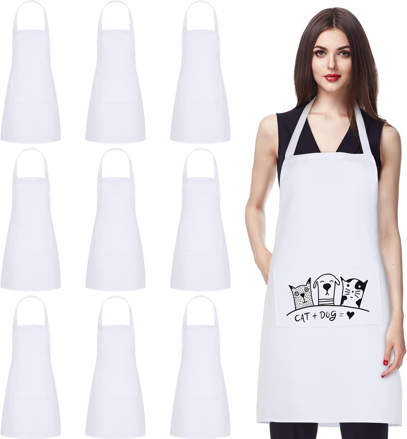 Locoowai 10 Pieces Sublimation Blank Aprons with Pockets
