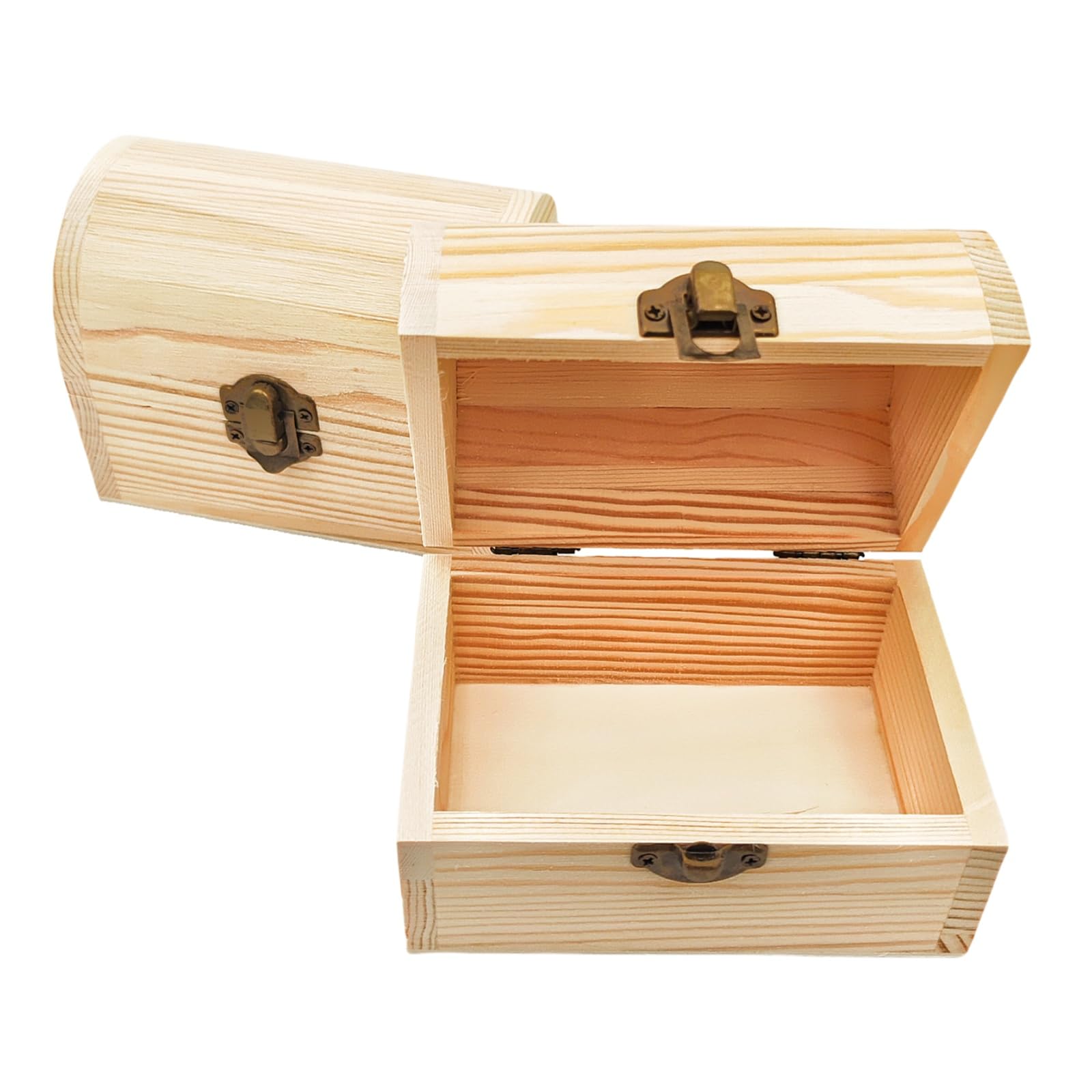 Anktily 2 Pack Arched Wooden Boxes, 12 x 8 x 9 cm Unfinished Pine Wood Storage Chests with Lid - Rustic DIY Craft Organiser for Jewellery, Keepsakes & Home Decor