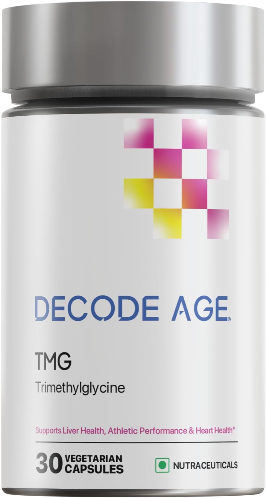 Decode Age Tmg 98% Pure Trimethylglycine (Tmg) Supplements|Physical Performance|Cardiovascular Health|Liver Health|Metabolism|Nmn Synergy (30 Vegan Capsules),1 Count