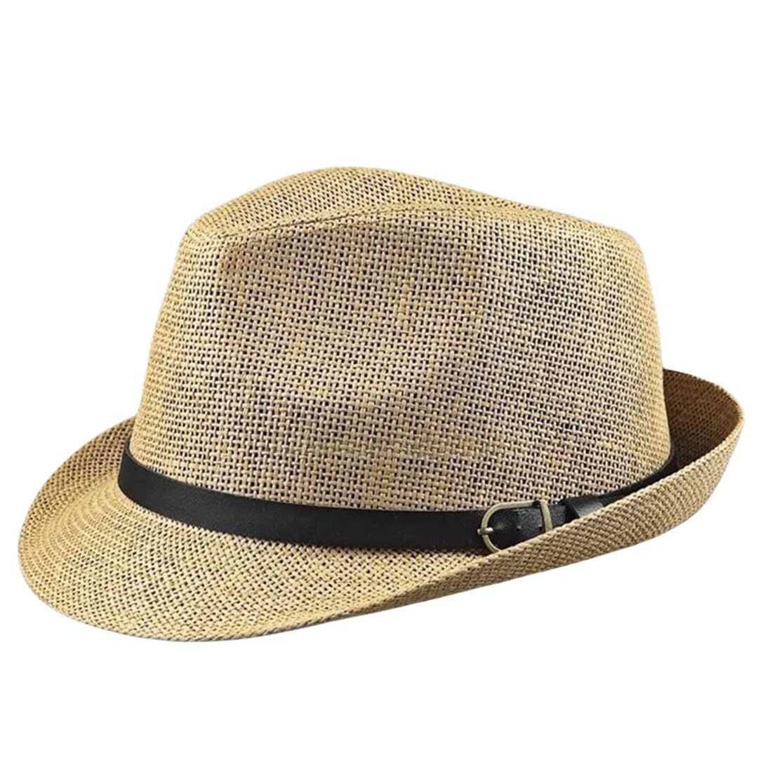 Cappello da sole in paglia Fedoras da pesca all'aperto Trilby da donna e da spiaggia, cioccolato, 7/7 1/8
