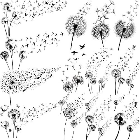 EGMBGM 13 Sheets Beautiful Dandelion Temporary Tattoos For Women Neck Realistic Flying Dandelion Birds Butterfly Fake Tattoos Flowers Girls Kids Hand Wrist Decoration Temp Tatoos Temporary Sticker Set Cover