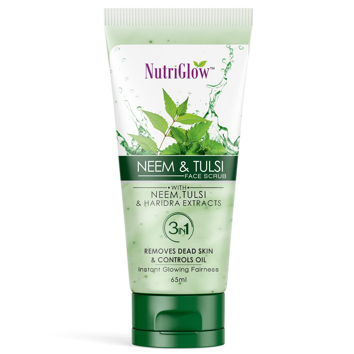 Nutriglow Neem & Tulsi Face Scrub with Oil Control Formula & Dead Skin Removal, All Skin Types, 65Ml