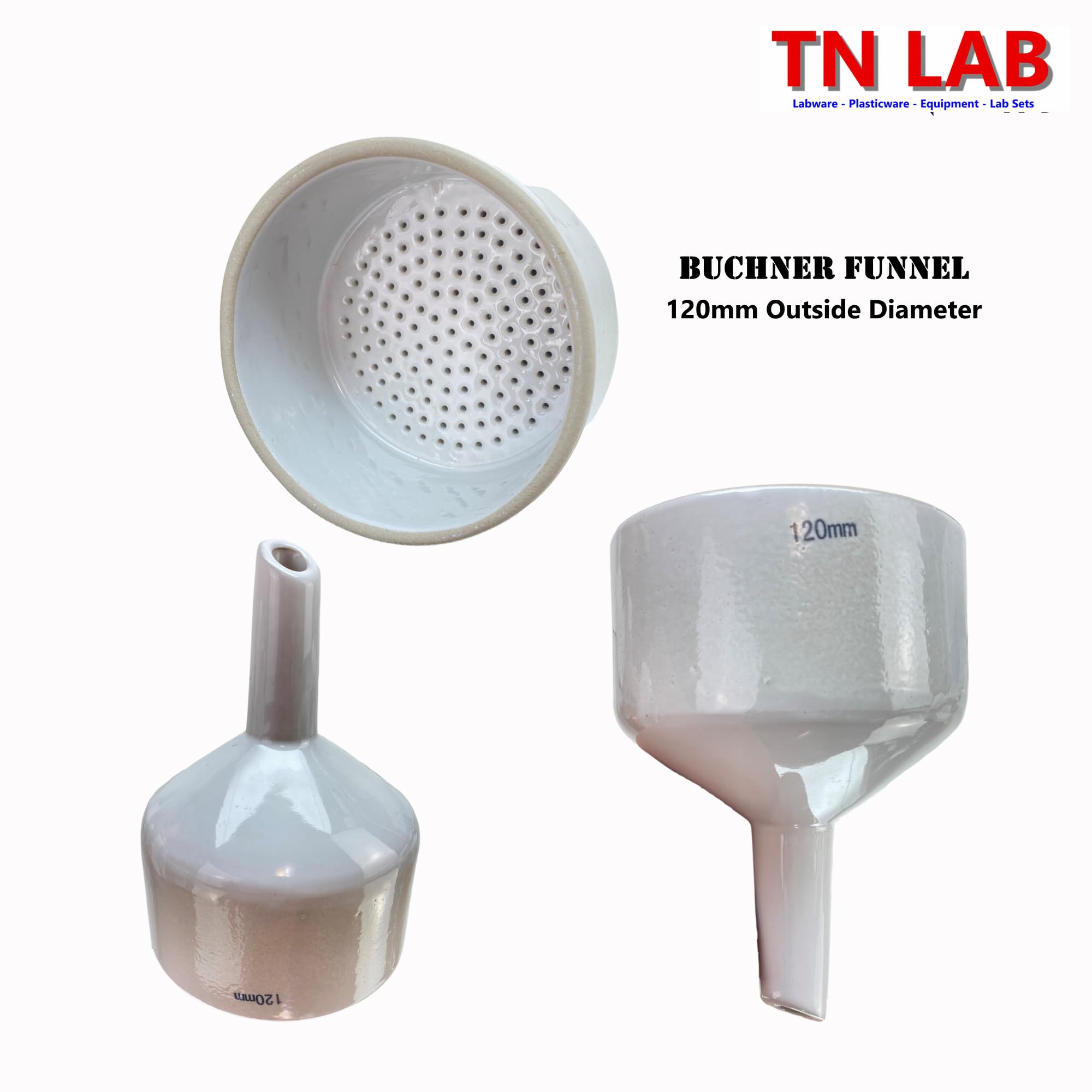 TN Lab Buchner - Kit de embudo de filtro de 120 mm y un frasco de vacío de 2500 ml y 2,5 L