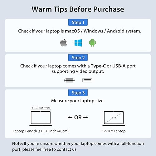 Miniatura 9 de KYY Extensor de pantalla para laptop, monitor portátil FHD 1080P USB-C de 14 pulgadas, monitor de computadora IPS, monitor dual para pantalla