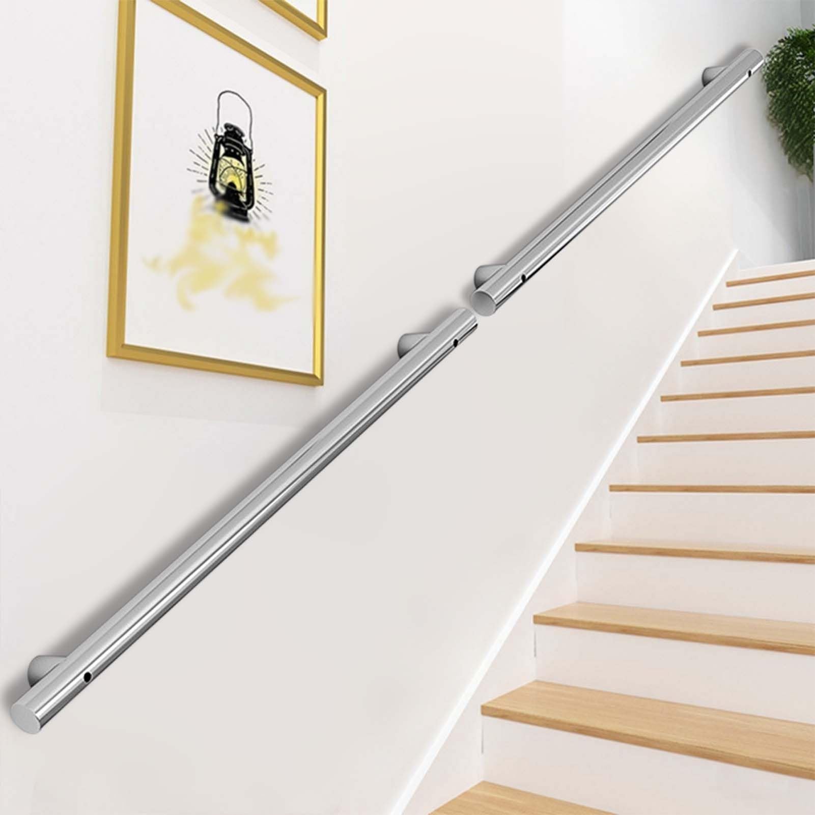 Fkxsxaz Stair Handrail For Indoor & Outdoor 30-600Cm Banister Staircase Wall Mount Support Balustrades Grab Bar Hand Rails With Installation Kit(9Ft/270Cm)