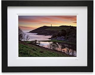 Mounted or framed photograph by Andrew Ray featuring sunset at Polridmouth Cove in Cornwall.