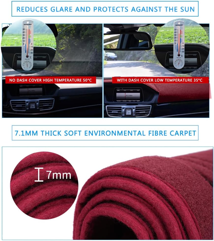 Dashboard Cover Custom Fit for 1981 1982 1983 1984 1985 1986 1987 1988 Chevy Chevrolet Monte Carlo,El Camino,Malibu/GMC Caballero,Dash Cover Mat Pad Carpet Protector (Maroon)