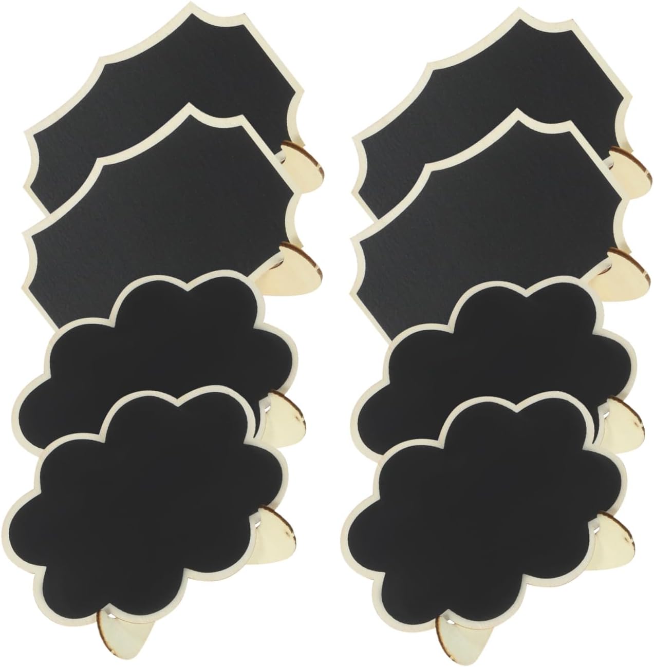 Artibetter 8pcs Mini Chalkboard Signs with Stand, Erasable Small Blackboard Memo Boards for Wedding, Restaurant, and Home Kitchen, Decorative Tabletop Message Boards, Multipolygon and Plum