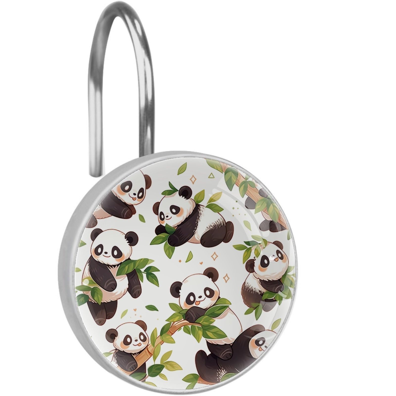 VAPOKF Decorative Shower Curtain Hook: Cute Panda Rustproof Stainless Steel Shower Curtain Ring for Bathroom - Shower Curtain Hook & Hangers - Set of 12