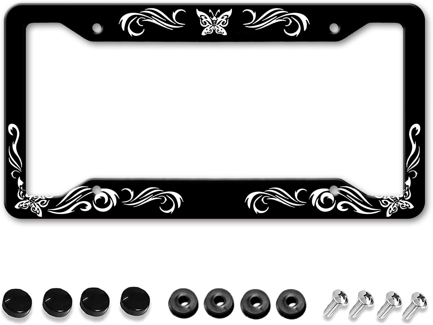 HUIXIA Butterfly License Plate Frames, Black Cute License