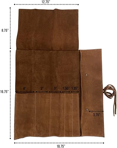 Miniatura 4 de Hide & Drink, Estuche para cuchillos rústicos (5 bolsillos), bolsa de mano compacta para chefs y cocineros que viajan, organizador de almacenamiento