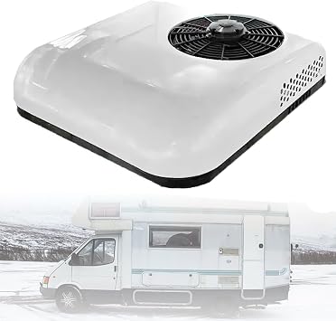 12V/24V Truck Air Conditioner, Universal All-in-One Unit Air Conditioner New Energy Electric Automotive AC Unit for Truck, Semi Trucks, RV, Van, Camper Van,White-24V